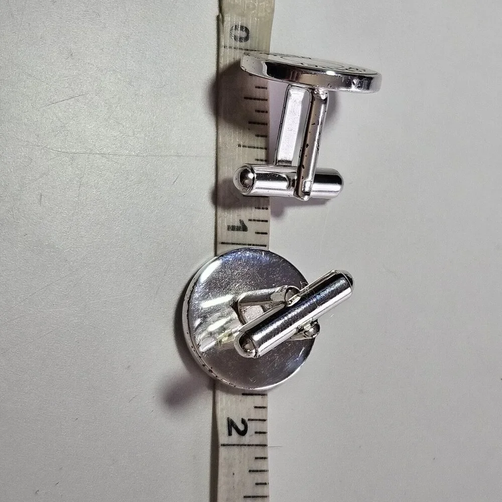 Geoffrey Beene Silver Tone And Mother Of Pearl Cufflinks